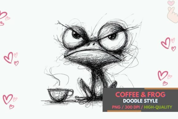 Funny Frog Coffee Doodle PNG Clipart Graphic by Murmeo Designs ...