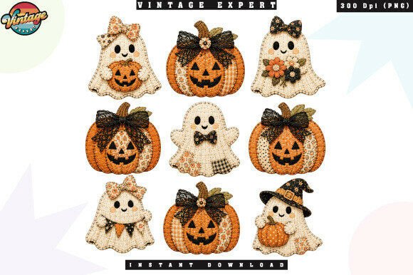Ghost and Pumpkin Patchwork Bundle PNG