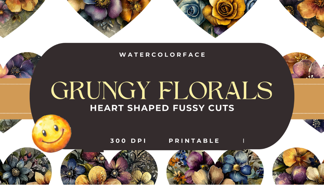Grungy Chalkboard Floral Hearts