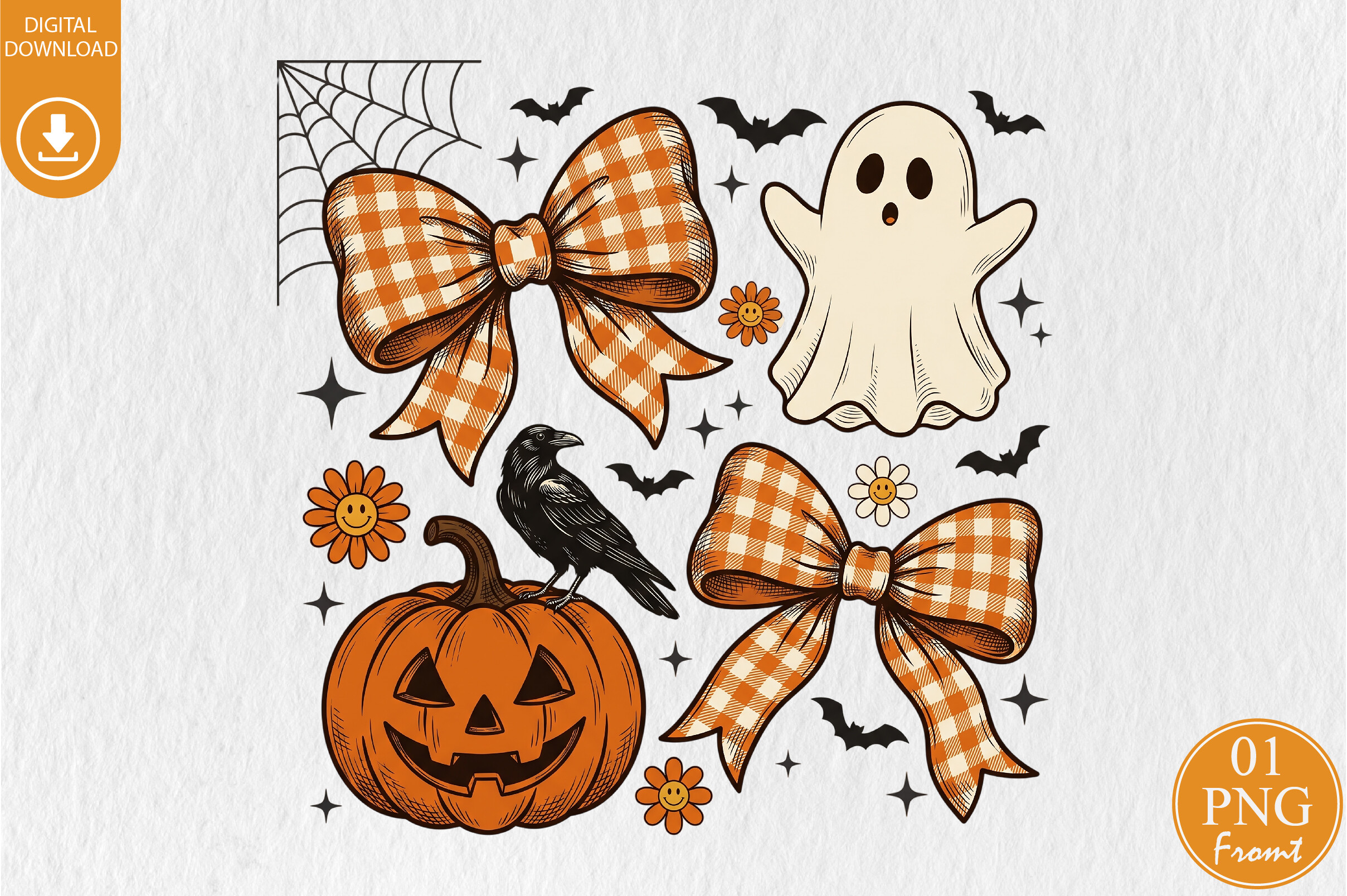 Halloween Coquette Bow PNG, Cute Ghost Graphic by Rose Art · Creative ...