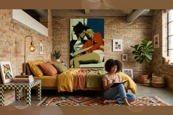 Intimate Sunlit Embrace Printable Wall