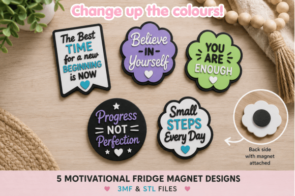 Motivational Fridge Magnet 3D Print Set - STL/3MF Files - Image 3