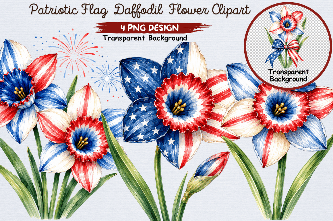 Patriotic Daffodil Flower PNG Clipart Graphic By Craftoria Creative patriotic-daffodil-flower-png-clipart-graphic-by-craftoria-creative