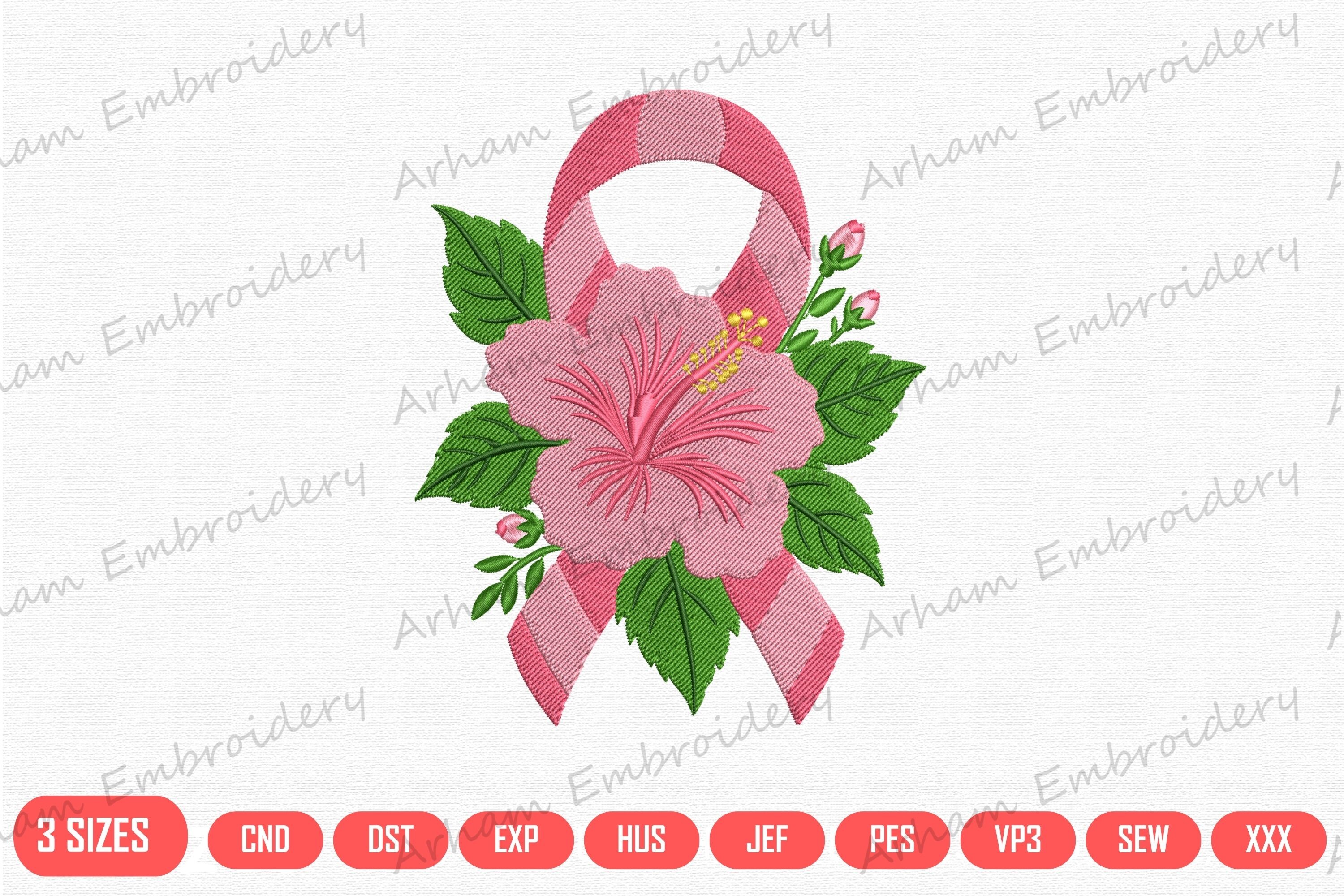 Pink Ribbon Hibiscus Flower Breast Cancer
