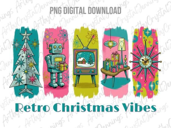 Retro Mid-Century Christmas Brushstroke