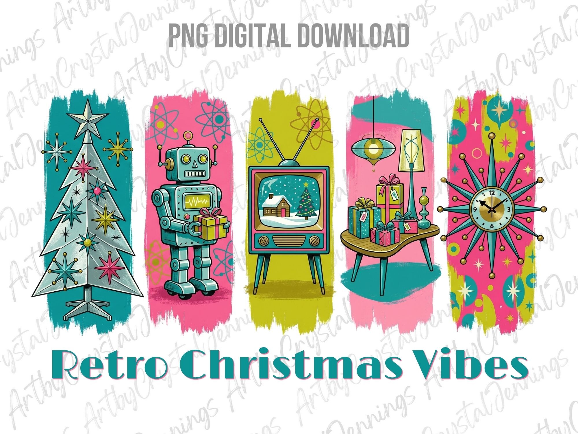 Retro Mid-Century Christmas Brushstroke