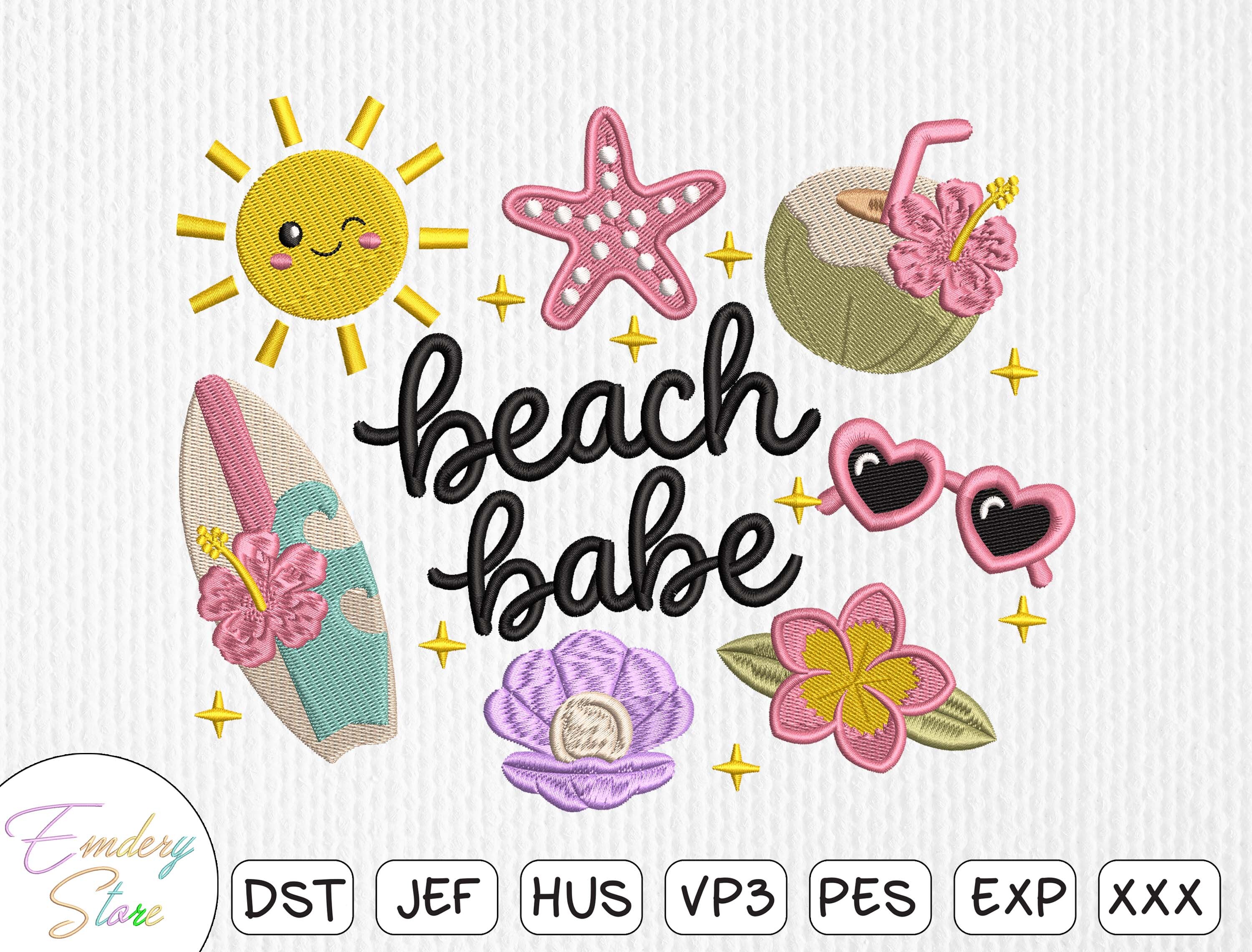 Summer Beach Embroidery Design