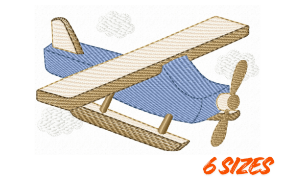 Vintage Airplane Embroidery Design Set