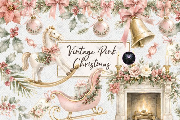 Vintage Pink Christmas Clipart