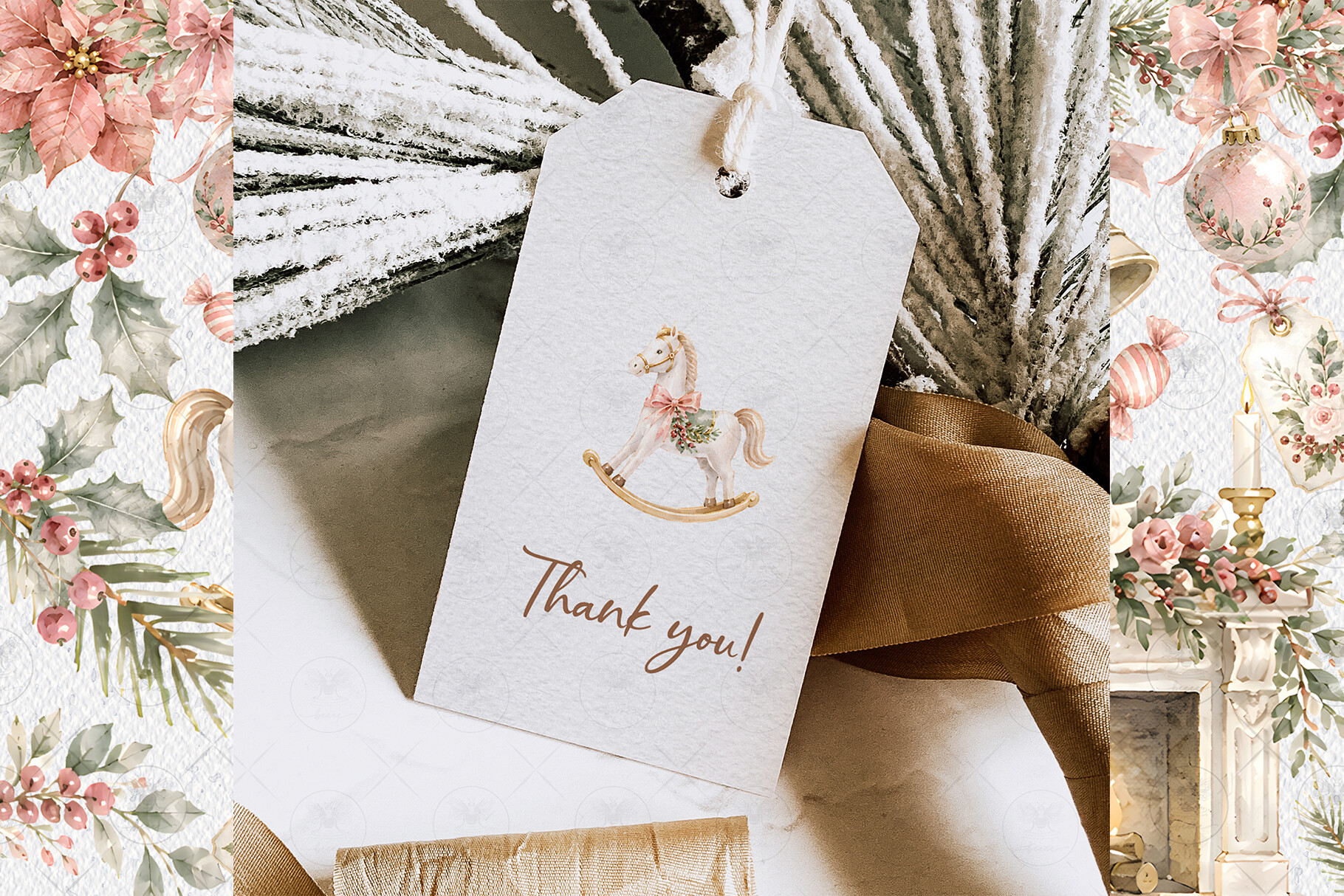 Vintage Pink Christmas Clipart - photo 4