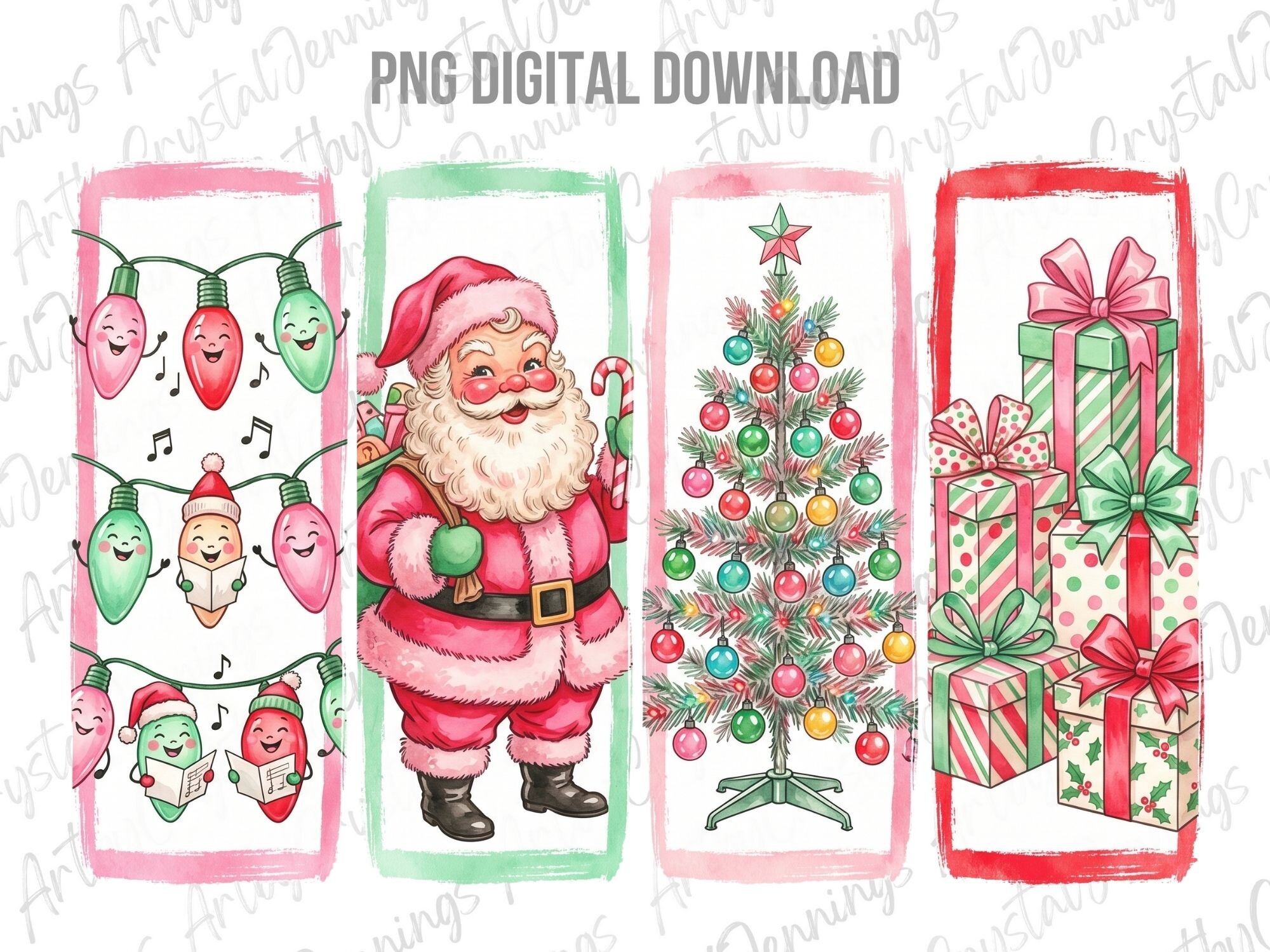Watercolor Retro Christmas Brushstroke