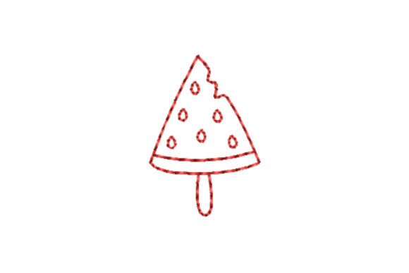 Watermelon Popsicle Outline Redwork