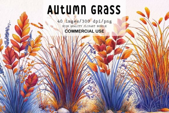 Whimsical Autumn Grass Clipart