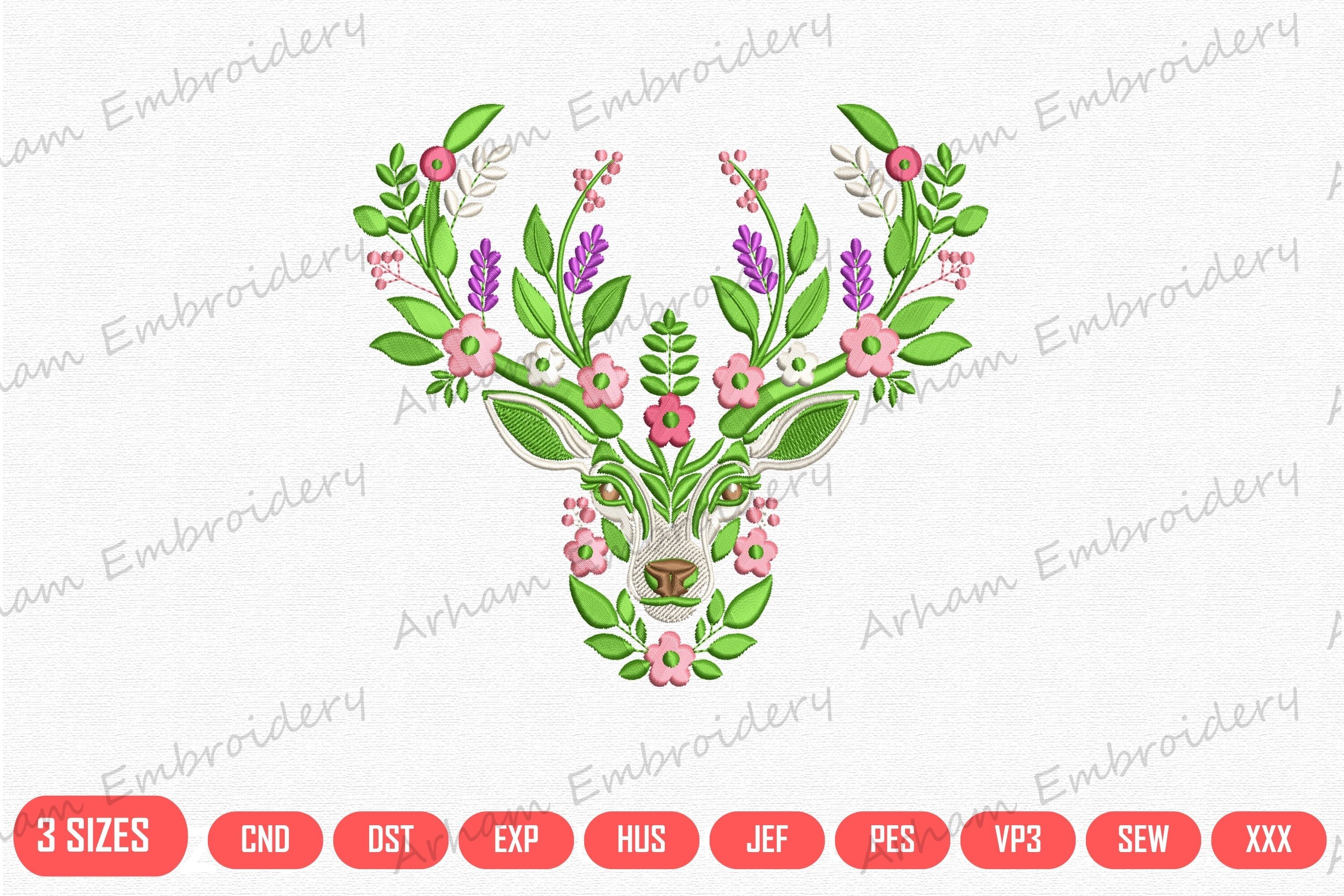 Woodland Floral Deer Head