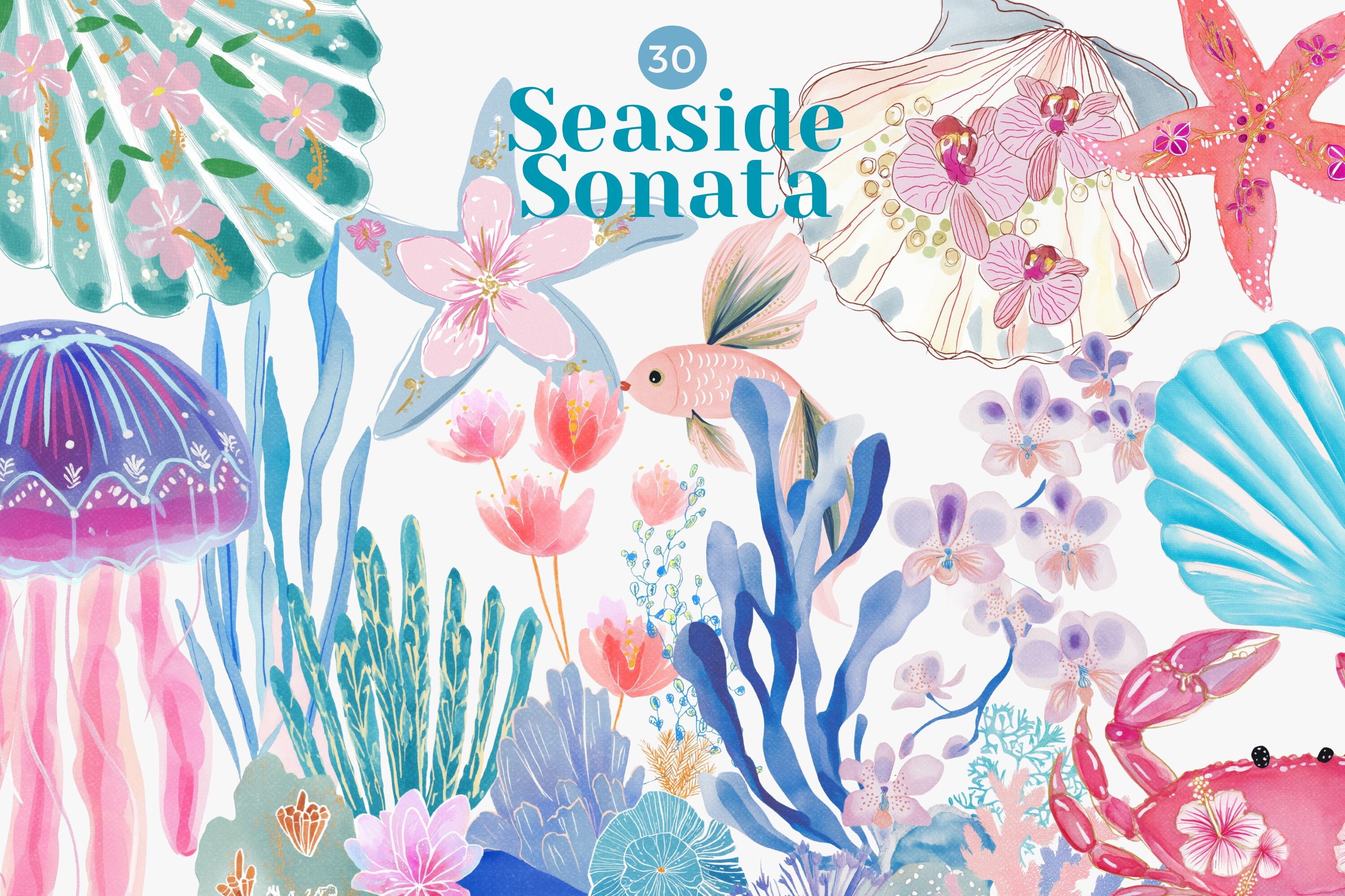 Coastal Watercolor Clipart Bundle - photo 1
