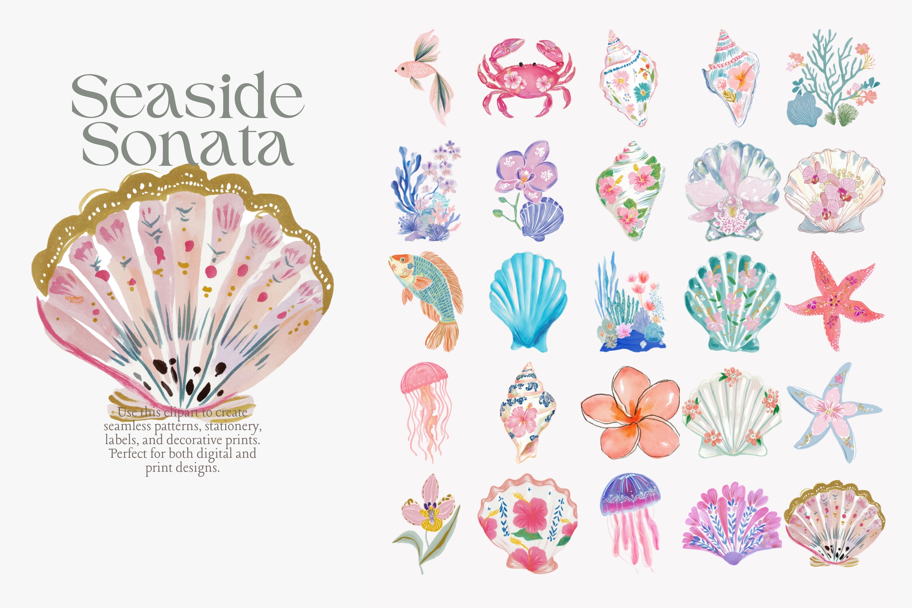 Coastal Watercolor Clipart Bundle - photo 3