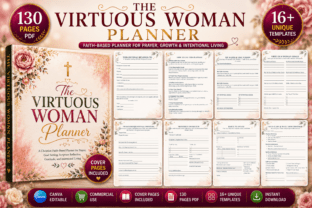 Sample journal and planner pages from the Canva KDP template bundle