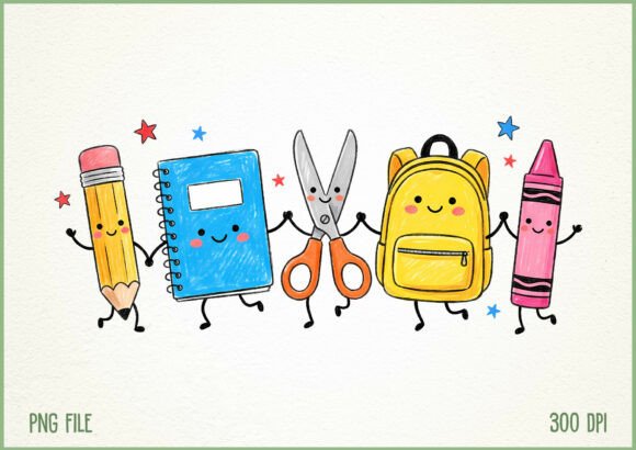Back to School Doodle Supplies PNG