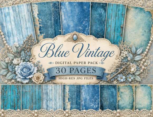 Preview of Blue Grunge Digital Paper