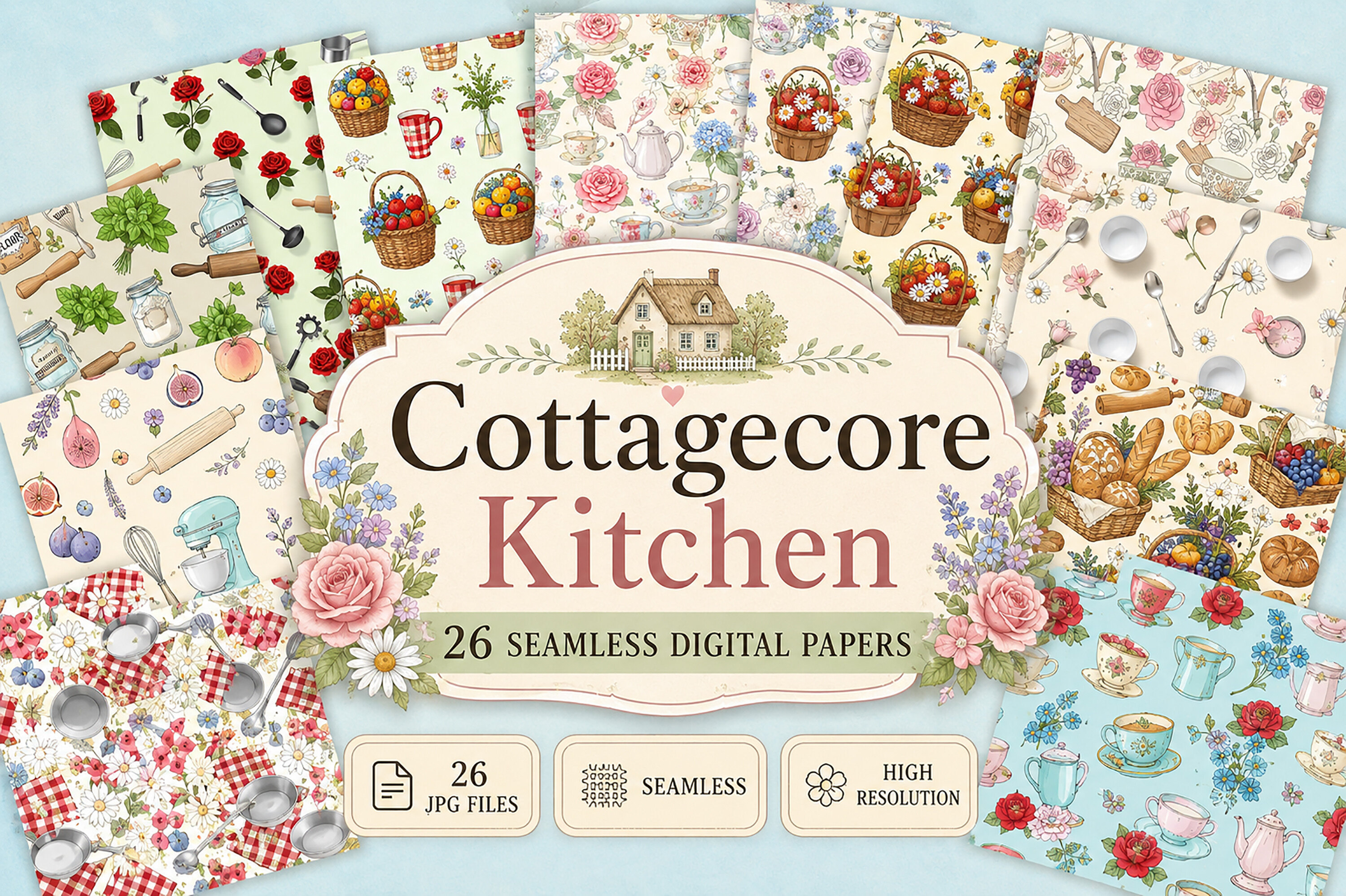 Cottagecore Kitchen Seamless Patterns