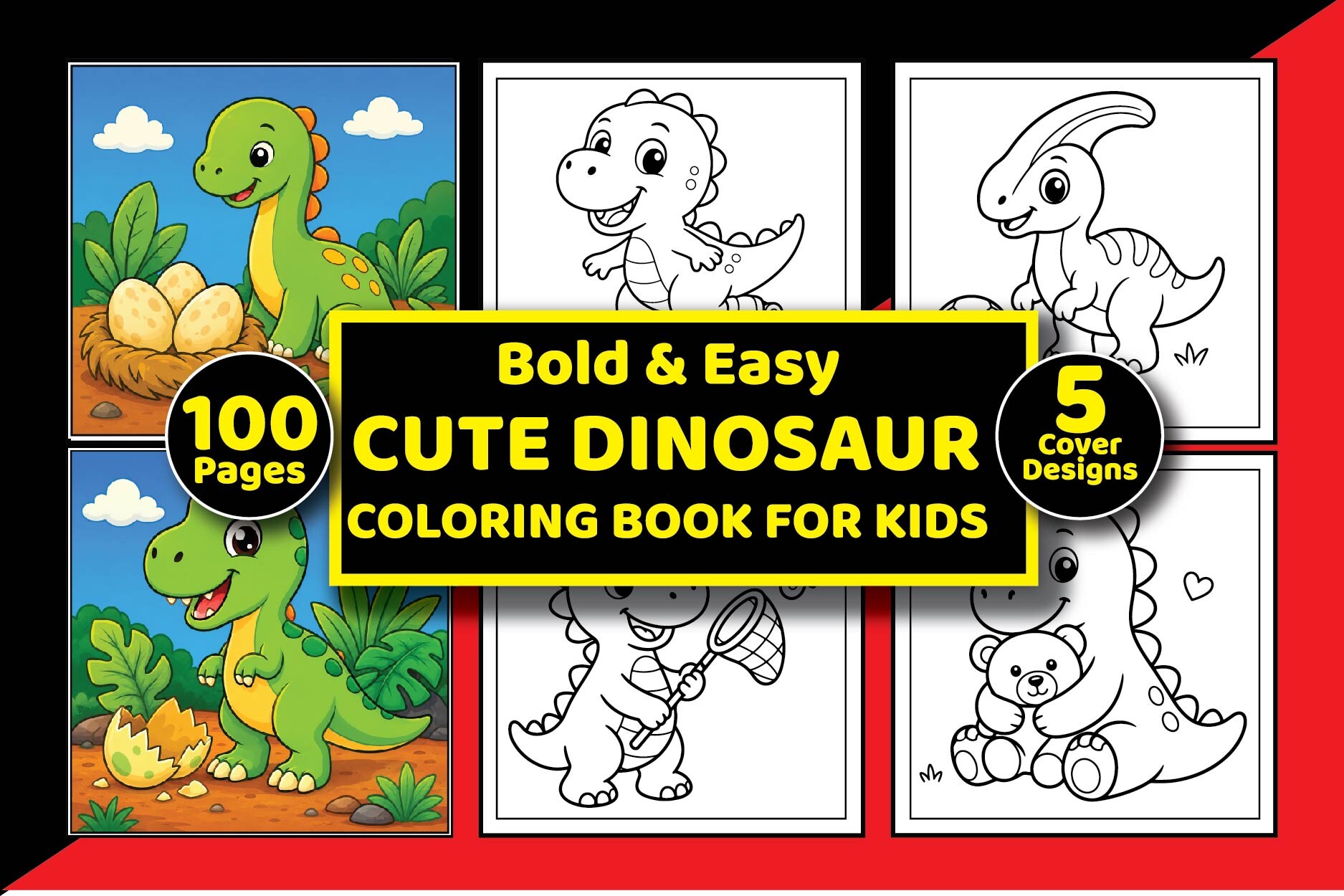 Cute Dino Coloring Pages for Kids