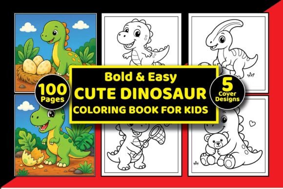 Preview of Cute Dino Coloring Pages for Kids coloring pages for kids