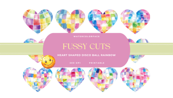 Heart Shaped Disco Ball Fussy Cuts