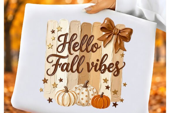 Hello Fall Vibes PNG, Cozy Pumpkin Bow