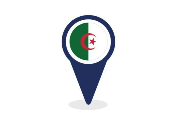 Map Pointer with Algeria Flag