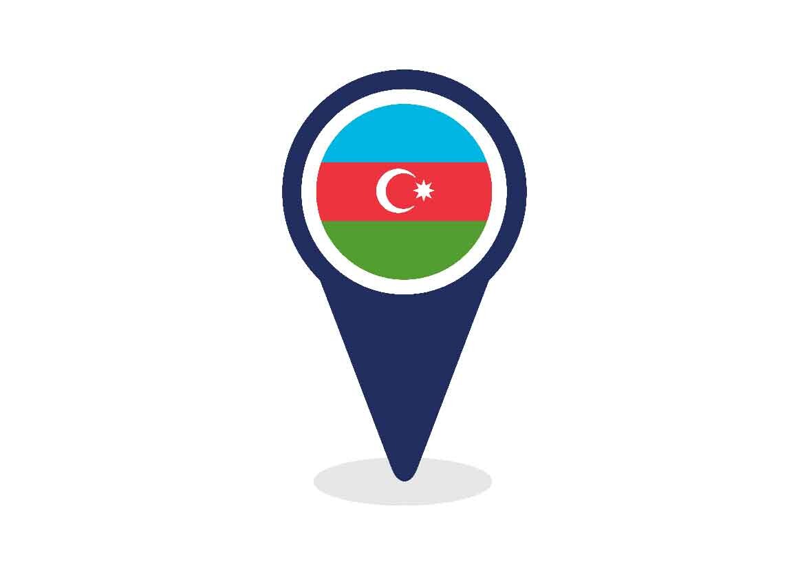 Map Pointer with Azerbaijan Flag
