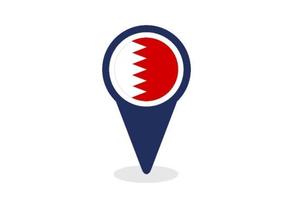 Map Pointer with Bahrain Flag