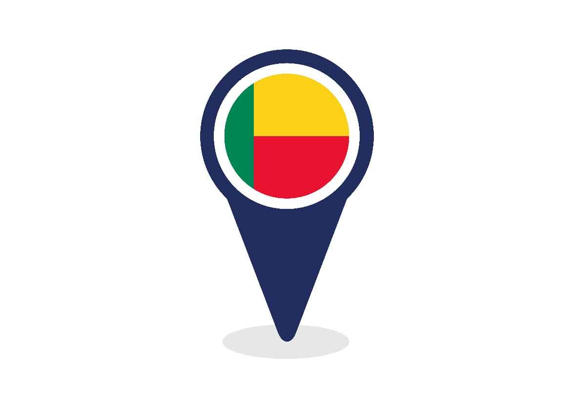 Map Pointer with Benin Flag