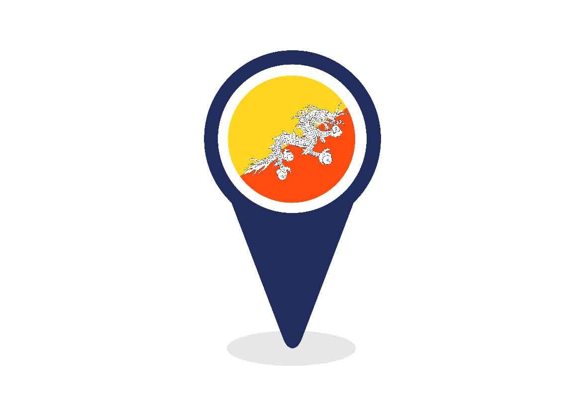 Map Pointer with Bhutan Flag