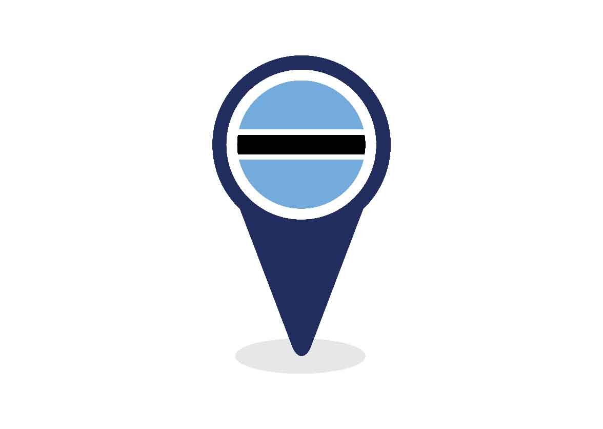 Map Pointer with Botswana Flag