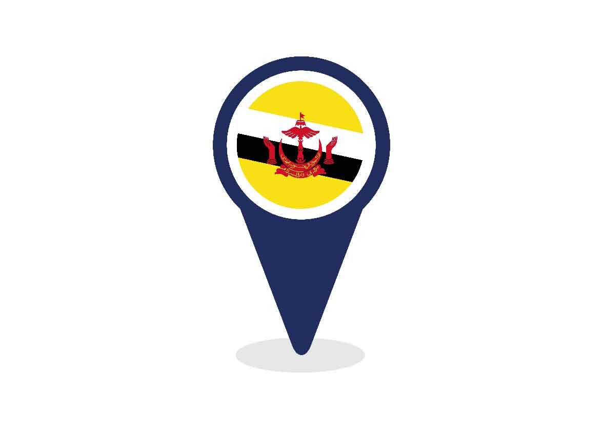 Map Pointer with Brunei Flag