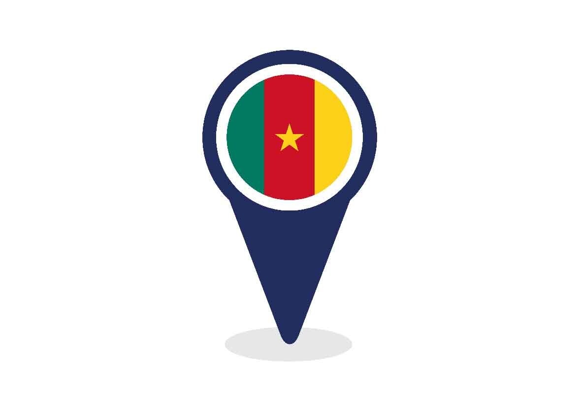 Map Pointer with Cameroon Flag
