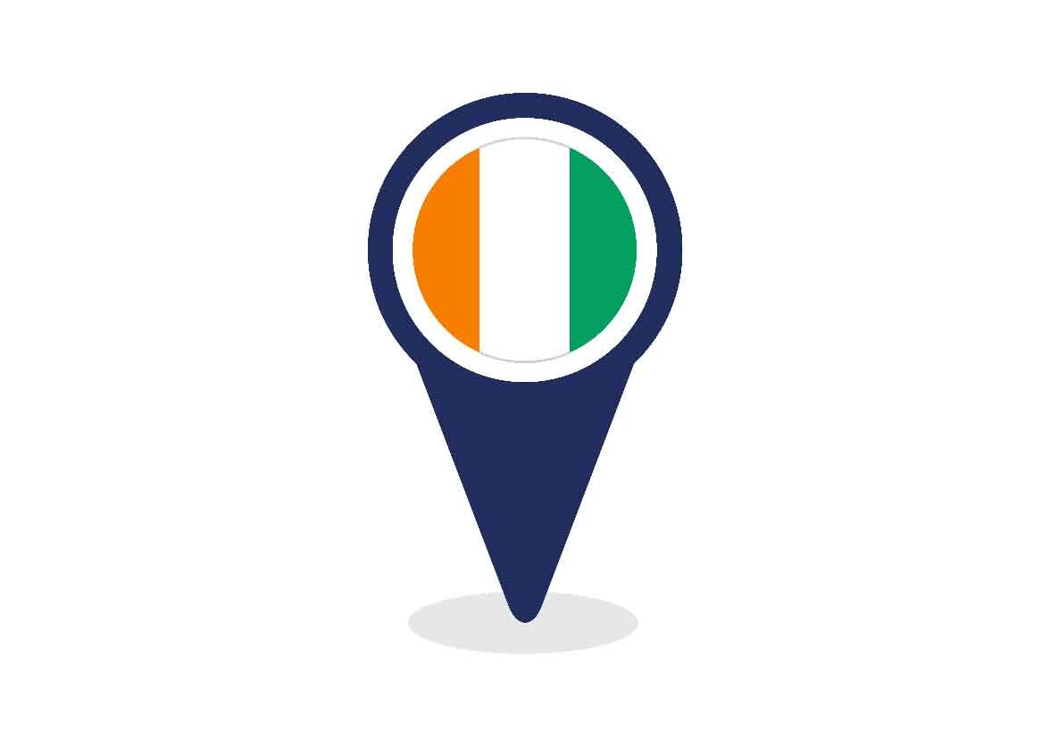 Map Pointer with Cote D'ivoire Flag