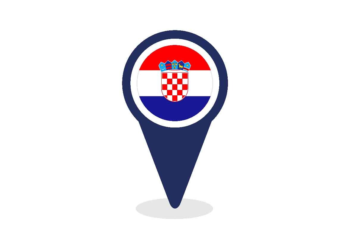 Map Pointer with Croatia Flag