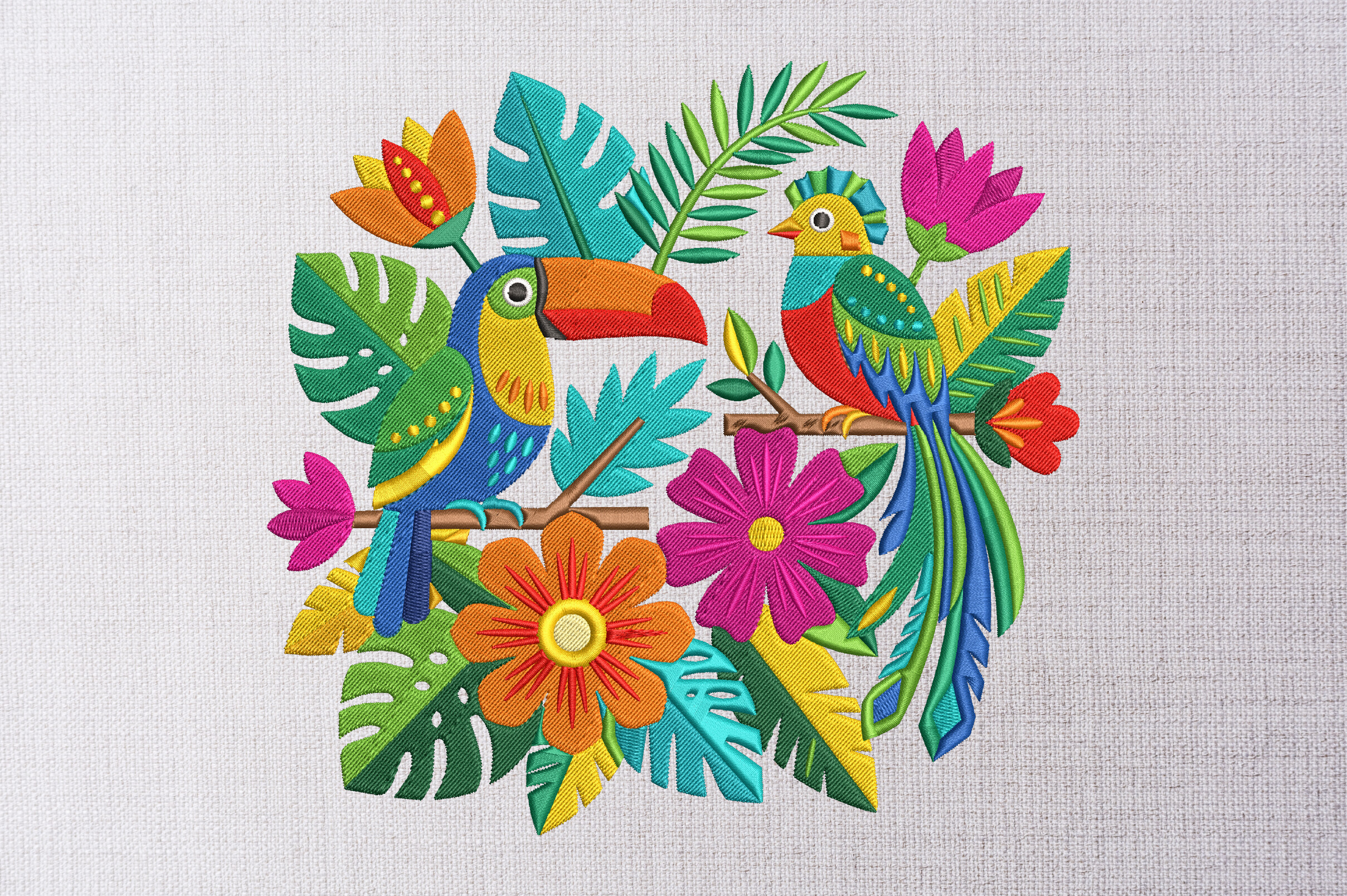 Mexican Toucan Embroidery Design