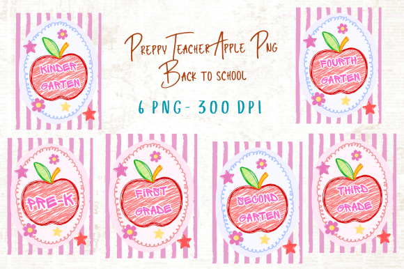 Preppy Teacher Apple PNG, Back to School