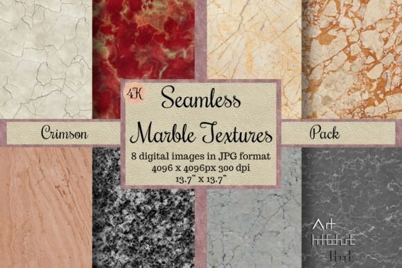 Seamless Marble Textures - Crimson, 4K