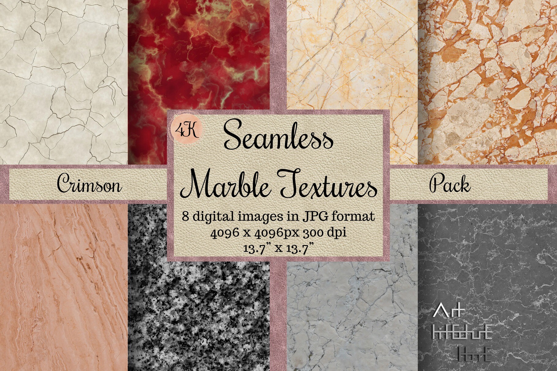 Seamless Marble Textures - Crimson, 4K