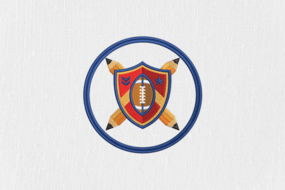 Shield and Pencil Embroidery Design
