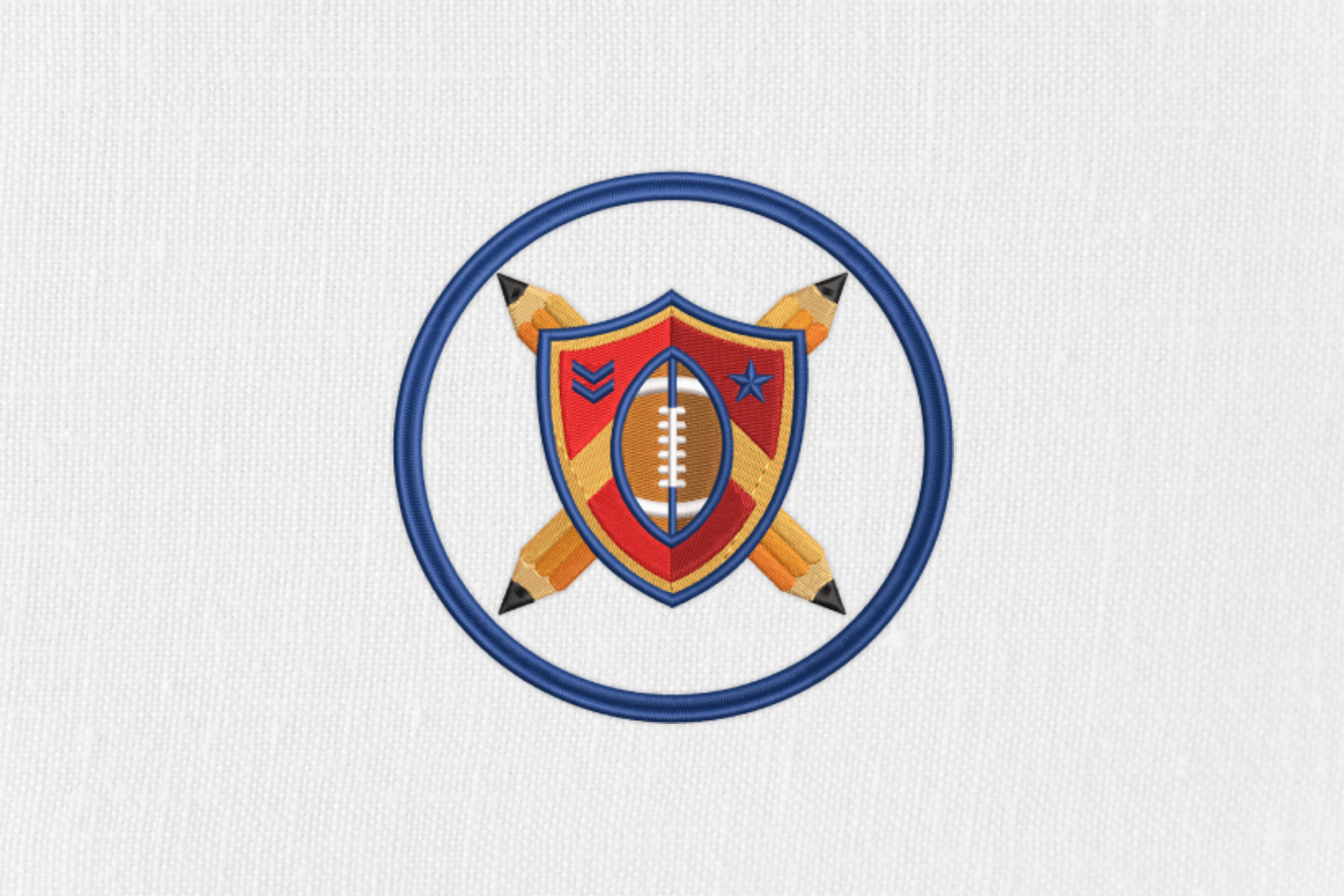 Shield and Pencil Embroidery Design