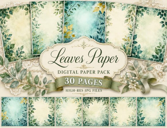 Preview of Watercolor Greenery Digital Paper