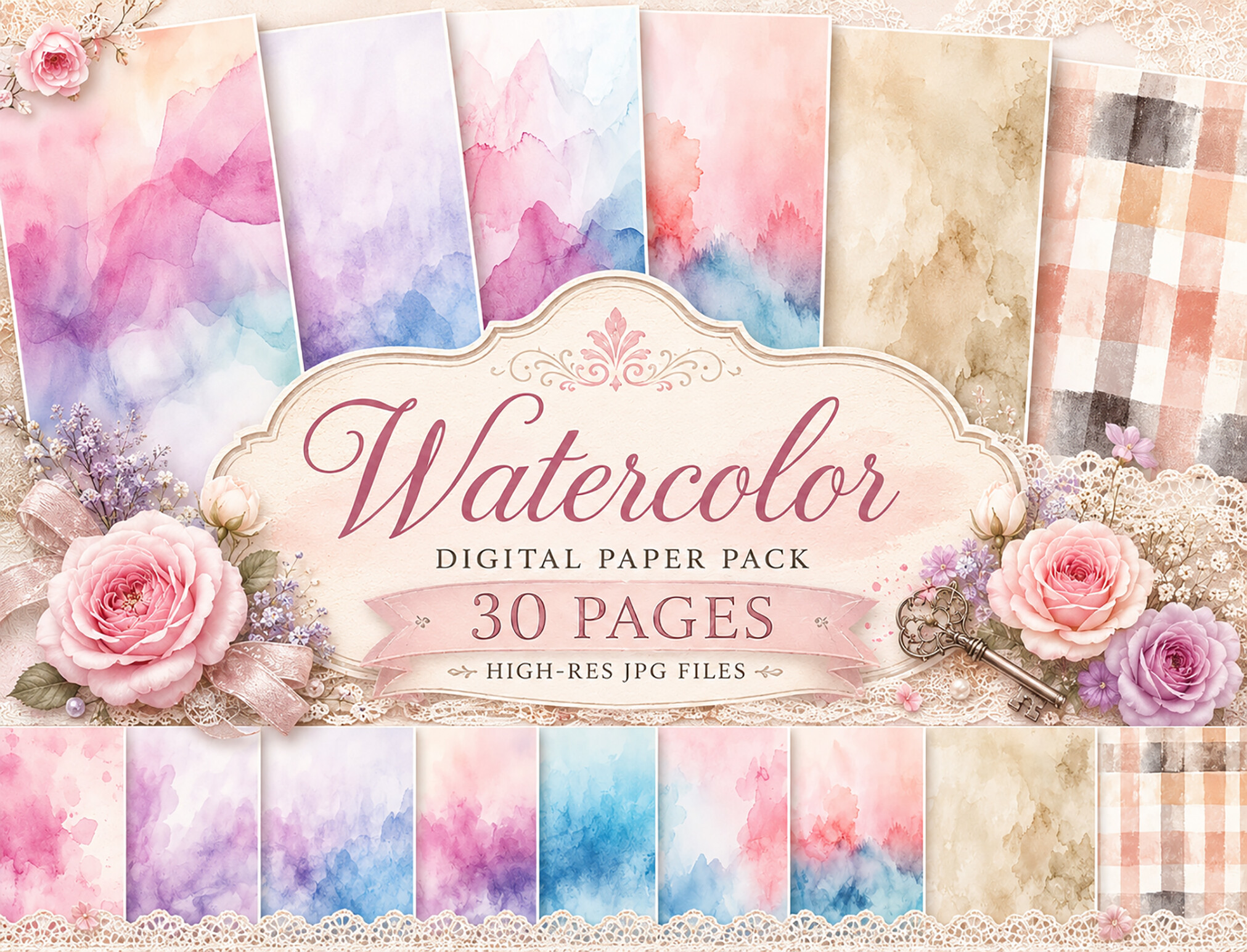 Watercolor Pastel Digital Paper