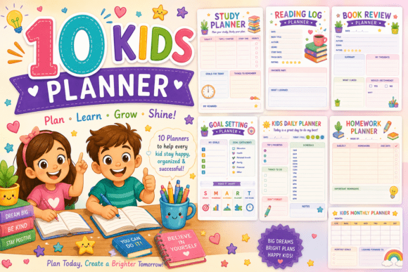 10 Kids Planners Bundle Printables PDF