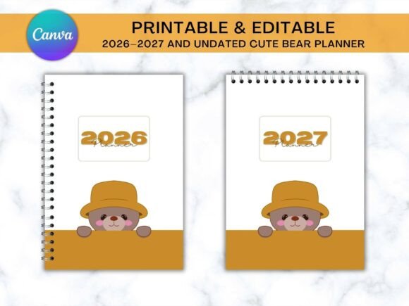 2026-2027 & Undated Bear Themed Planner