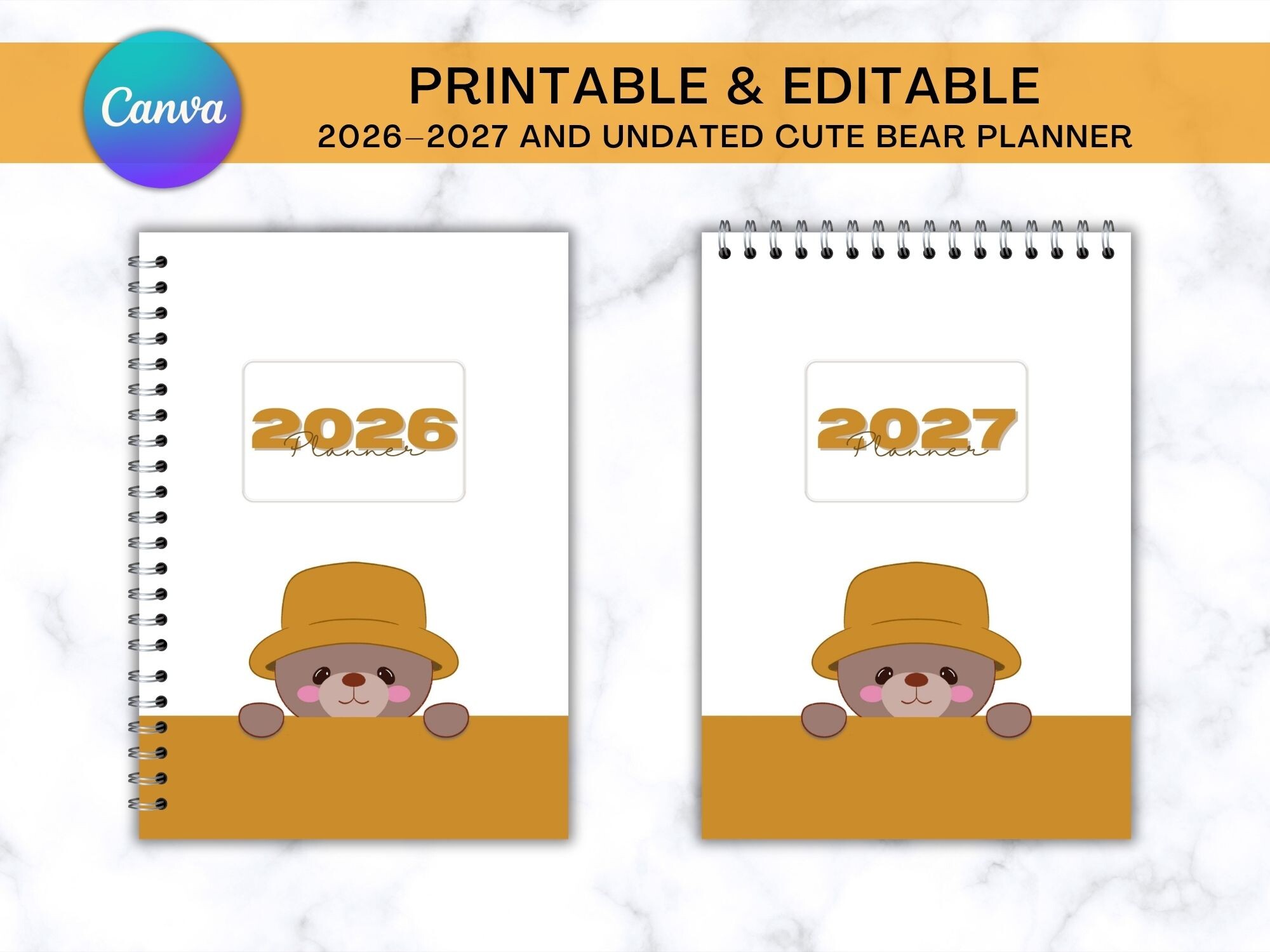 2026-2027 & Undated Bear Themed Planner