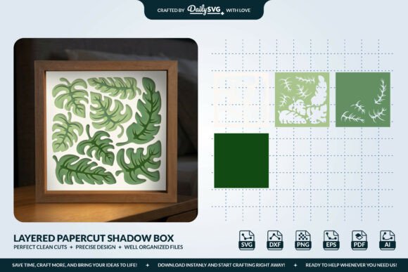 3D Abstract Tropical Botanical Wall Art · Creative Fabrica